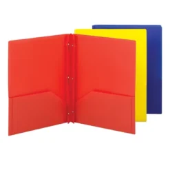 Smead Poly Two-Pocket Folder With Tang Style Fasteners, Letter Size, Assorted Colors, 6 Per Pack (87746)