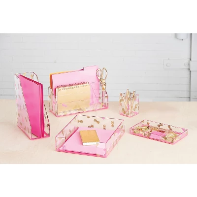 Deflect-O Deflecto Desklarity 5-Piece Desk Set Precisely Pineapple Pink/Metallic Gold (DEF-41695) 2 Deflect-O Deflecto Desklarity 5-Piece Desk Set Precisely Pineapple Pink/Metallic Gold (DEF-41695) - Image 2