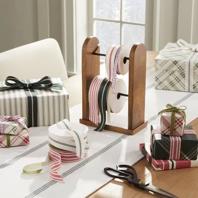 Wood & Metal Ribbon Spool Holder Brown/Black - Hearth & Hand™ With Magnolia 1 Wood & Metal Ribbon Spool Holder Brown/Black - Hearth & Hand™ With Magnolia