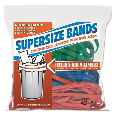 Alliance® Alliance SuperSz. Rubber Bands 12" Red 14" Green 17" Blue 1/4"w 24/Pack 08997 1 Alliance® Alliance SuperSz. Rubber Bands 12" Red 14" Green 17" Blue 1/4"w 24/Pack 08997