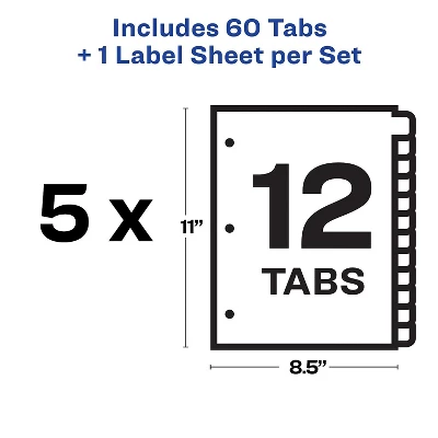 Avery Print & Apply Clear Label Dividers W/White Tabs 12-Tab Letter 5 Sets 11429 5 Avery Print & Apply Clear Label Dividers W/White Tabs 12-Tab Letter 5 Sets 11429 - Image 5