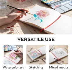 Arteza Gray Linen Hardcover Watercolor Paper Pad With Inner Pocket, 8.25"x8.25", 34 Sheets - 2 Pack -Stationery Sphere Outlet Store GUEST e546f61a 1de9 4b1d 8b67 c6b9550e18aa