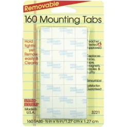 Magic-Mounts® Removable Mounting Tabs, 1/2" X 1/2", 160 Per Pack, 6 Packs