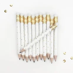 12pk Mini Pencils Polka Dots Foil Gold -Stationery Sphere Outlet Store GUEST e8837778 7387 4723 b51d c7cb7c9106f0