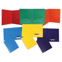 JAM 6pk 2 Pocket Heavy Duty Plastic Folders - Primary Colors