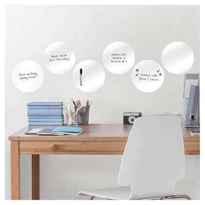 Wall Pops! Dry Erase Board Circle Decals 13" 6ct - White 1 Wall Pops! Dry Erase Board Circle Decals 13" 6ct - White