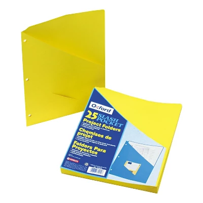 Pendaflex Essentials Essentials Slash Pocket Project Folders 3 Holes Letter Yellow 25/Pack 32909 1 Pendaflex Essentials Essentials Slash Pocket Project Folders 3 Holes Letter Yellow 25/Pack 32909