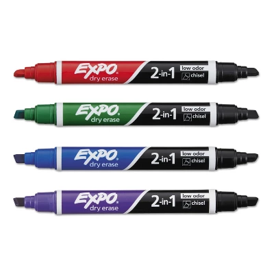 EXPO 2-in-1 Dry Erase Markers 5 Assorted Colors Medium 4/Pack 1944655 2 EXPO 2-in-1 Dry Erase Markers 5 Assorted Colors Medium 4/Pack 1944655 - Image 2