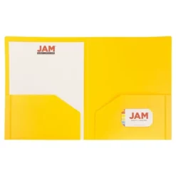 JAM 6pk 2 Pocket Heavy Duty Plastic Folders - Yellow