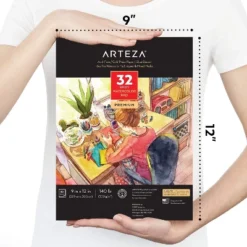 Arteza Premium Watercolor Mixed Media Pad, Heavyweight Cold-Pressed Paper, 9"x12", 32 Sheets - 2 Pack -Stationery Sphere Outlet Store GUEST ec90d6bf cc42 4362 8c3b 7c17296e0c7a