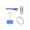 JAM Paper Desk Supply Assortment Blue 1 Rubber Bands 1 Small Binder Clips 1 Staples & 1 Small Paper