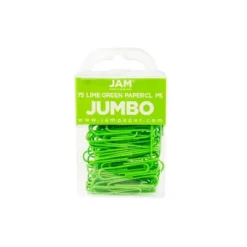 JAM Paper Jumbo Paper Clips Lime Green 3/Pack (21830627B)