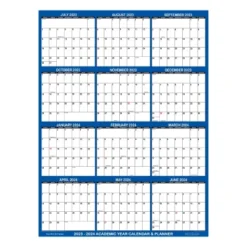 SwiftGlimpse 2023-2024 Academic Year Wall Calendar & Planner 24"x36" Navy Blue