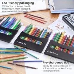 Arteza Colored Pencils With Case, 72 Assorted Vibrant Colors, Pencil Crayons For Coloring Books And Journals, Triangular Shape, Art Supplies -Stationery Sphere Outlet Store GUEST f3ca97c0 a8fa 4e0f 9536 1a1fc6898bd1