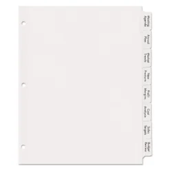 Avery Print & Apply Clear Label Dividers W/White Tabs 8-Tab Letter 5 Sets 11493