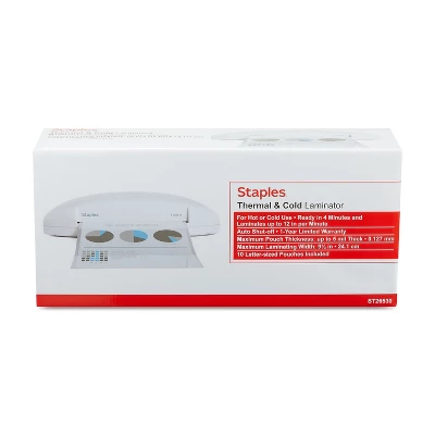Staples 9.5" Thermal & Cold Laminating Machine 5738801 2 Staples 9.5" Thermal & Cold Laminating Machine 5738801 - Image 2