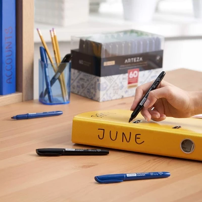 Arteza Permanent Marker, Black & Blue, Fine Tip, Waterproof - 60 Pack 1 Arteza Permanent Marker, Black & Blue, Fine Tip, Waterproof - 60 Pack