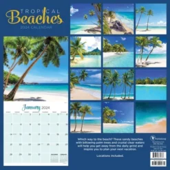 TF Publishing 2024 Wall Calendar 12"x12" Tropical Beaches -Stationery Sphere Outlet Store GUEST fe14c531 5588 4943 9c73 9cbfe0344630