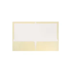 JAM Paper Laminated Two-Pocket Glossy Presentation Folders Ivory Bulk 25/Pack 385GIVD
